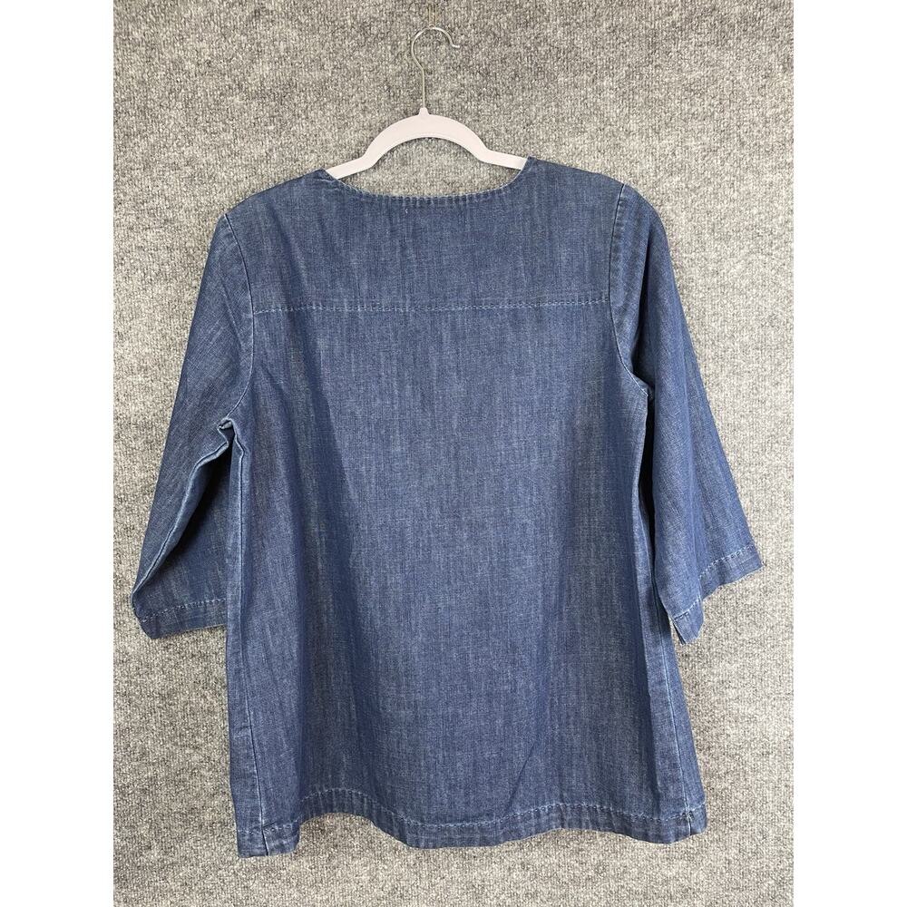 Martha Stewart Everyday Size Medium Denim 3/4 Sleeve Zip Shoulder Tunic - Picture 8 of 10